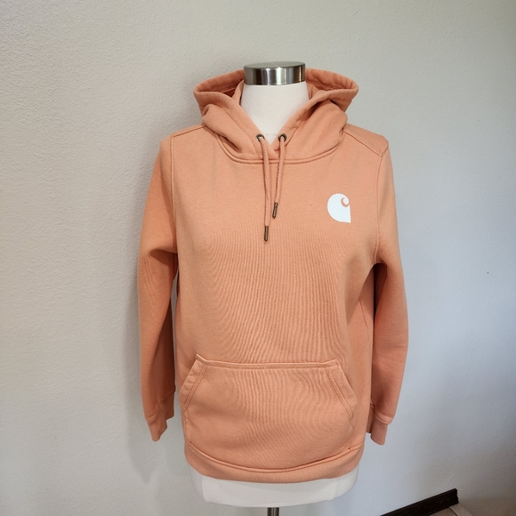 Carhartt Tops - Carhartt Relaxed Fit Midweight Logo Sleeve Graphic Hoodie Orange size Medium